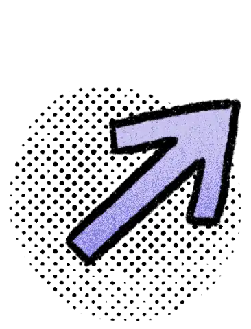 an arrow pointing upwards and right