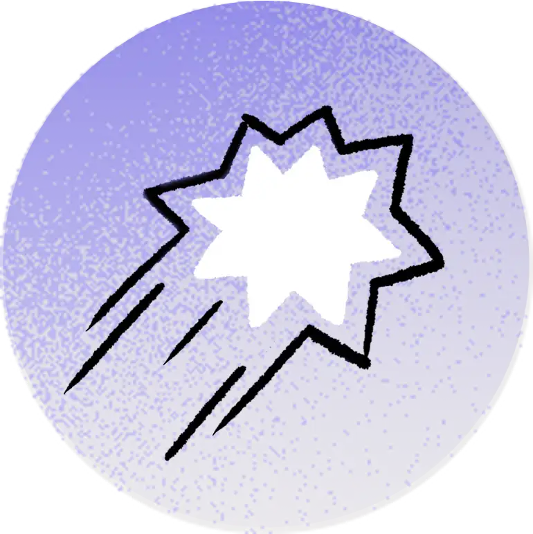 Star shooting across a styalised circle